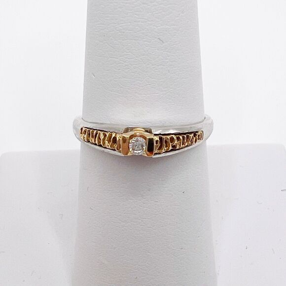 10k Gold Diamond Solitaire Band  Size 6 .5 Signed JLF - Picture 1 of 11